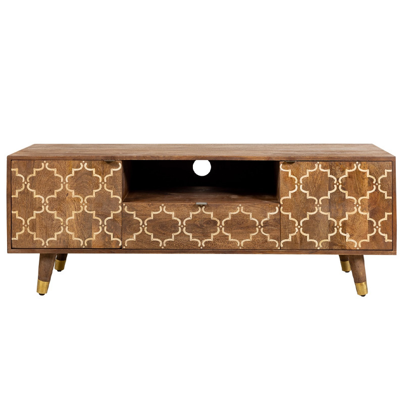 ТВ-тумба из натурального дерева Bone Inlay