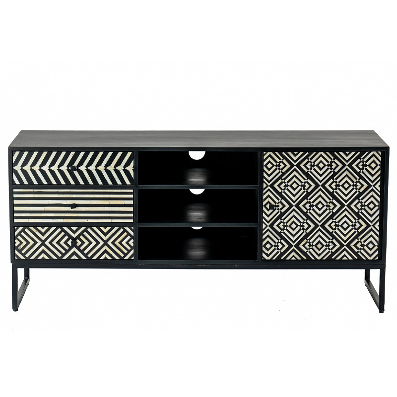 ТВ-тумба с орнаментом инкрустированная костью Bone Inlay 140