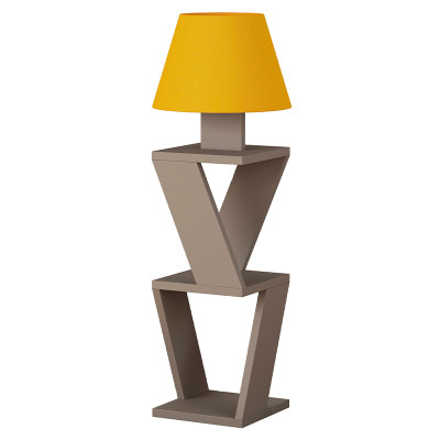 Торшер бежевый с каркасом с 2-мя полками и тканевым абажуром KOZENA SIDE FLOOR LAMP
