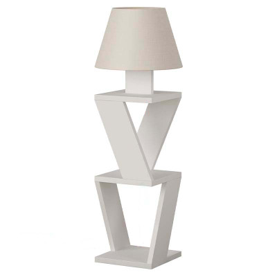 Торшер белый с каркасом с 2-мя полками и тканевым абажуром KOZENA SIDE FLOOR LAMP WHITE