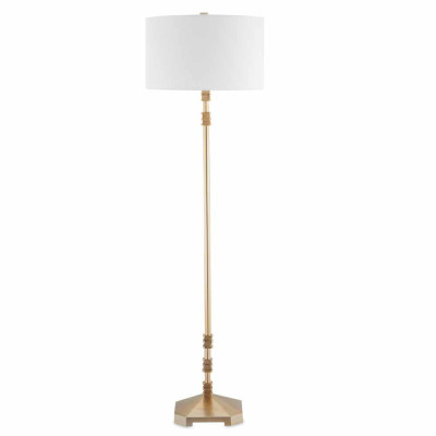 Торшер с абажуром в форме цилиндра на золотистом каркасе Floor lamp Amanda
