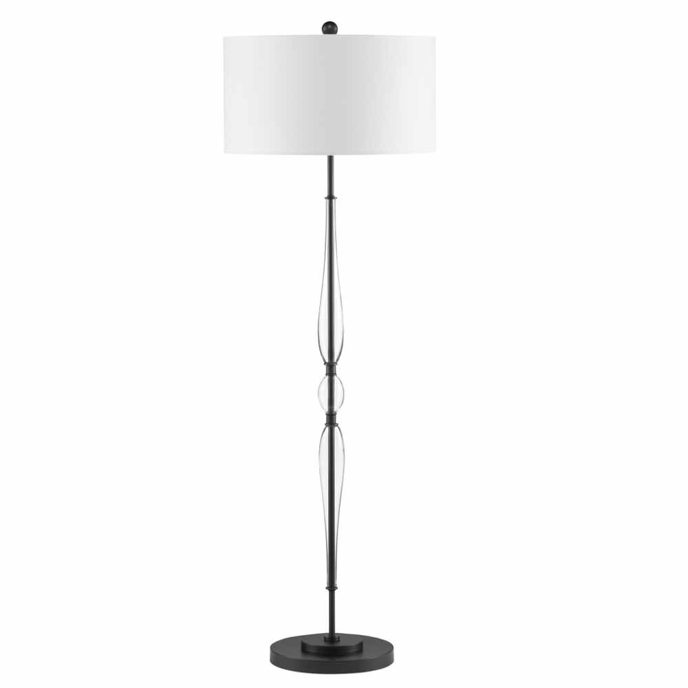 Торшер с декором из стекла на черном каркасе Lightness Graceful