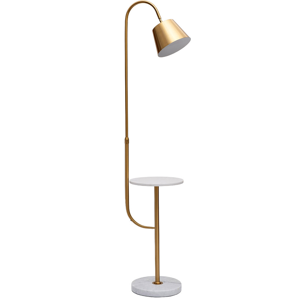 Торшер с мраморным столиком и золотым плафоном Ezio Floor Lamp