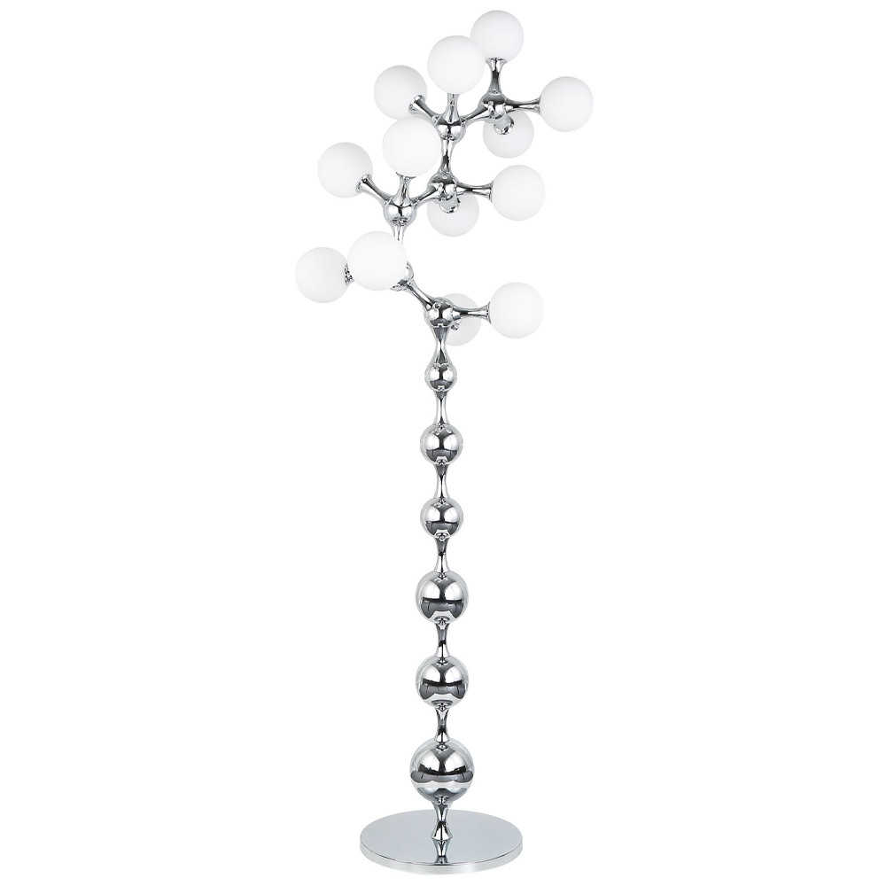 Торшер с плафонами из стеклянных шаров Pearls Suspension Chrome Floor Lamp