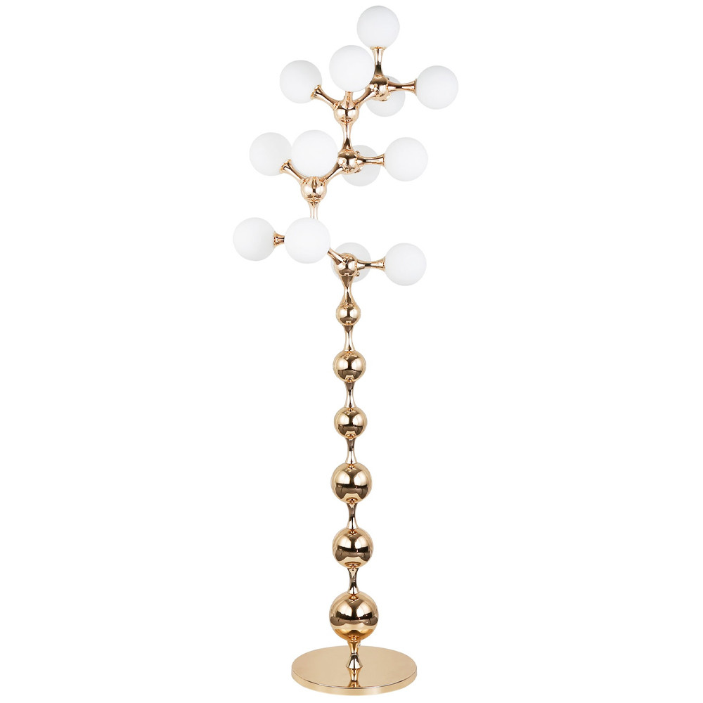 Торшер с плафонами из стеклянных шаров Pearls Suspension Gold Floor Lamp