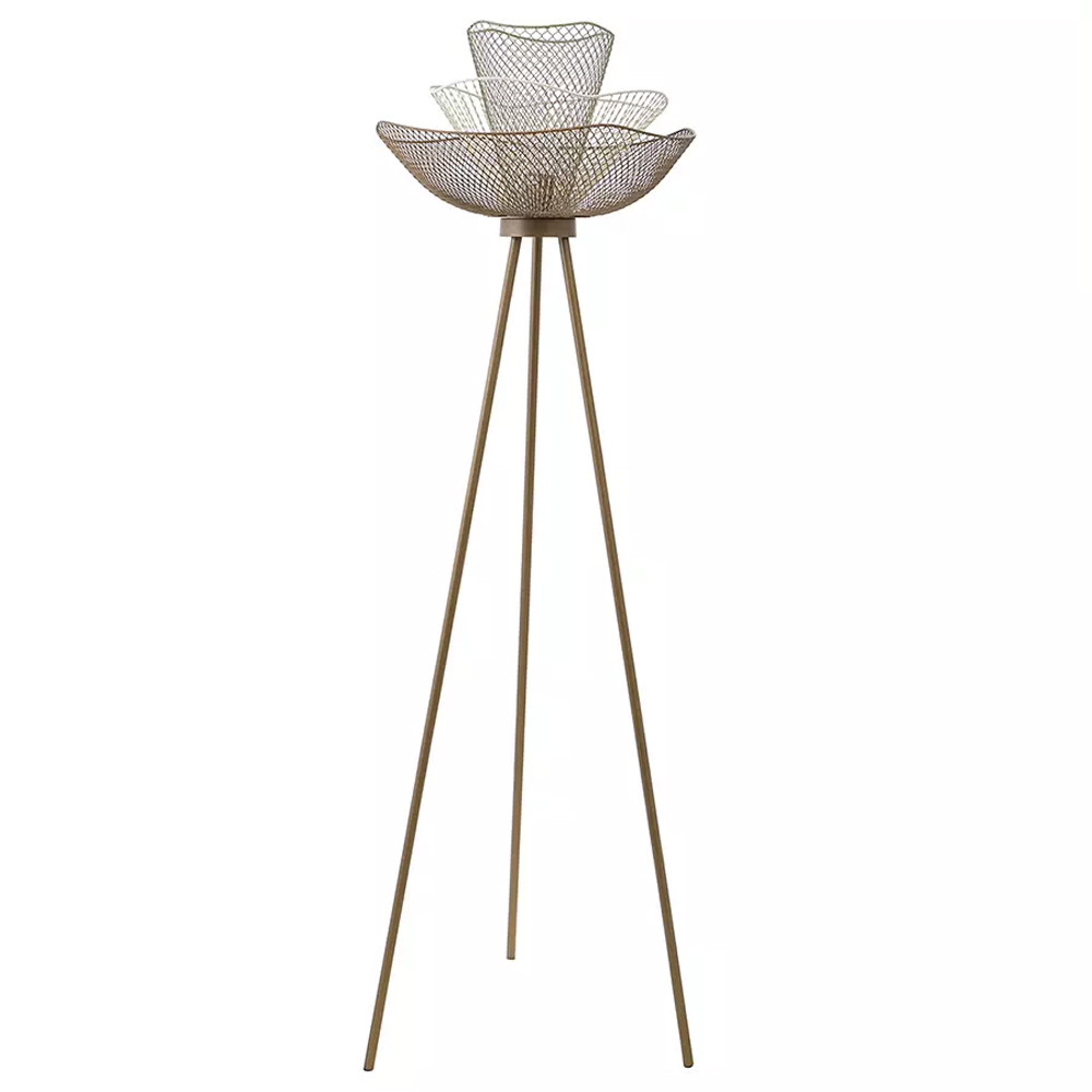 Торшер с трехъярусным плафоном из металлической сетки Light Floor Lamp Made of Metal Mesh