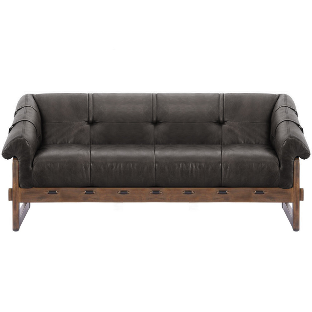 Трехместный диван Duncan винтажная черная кожа