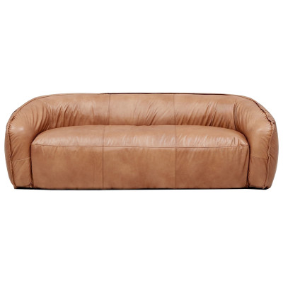Трехместный диван с кожаной обивкой коричневый Coste Leather Sofa