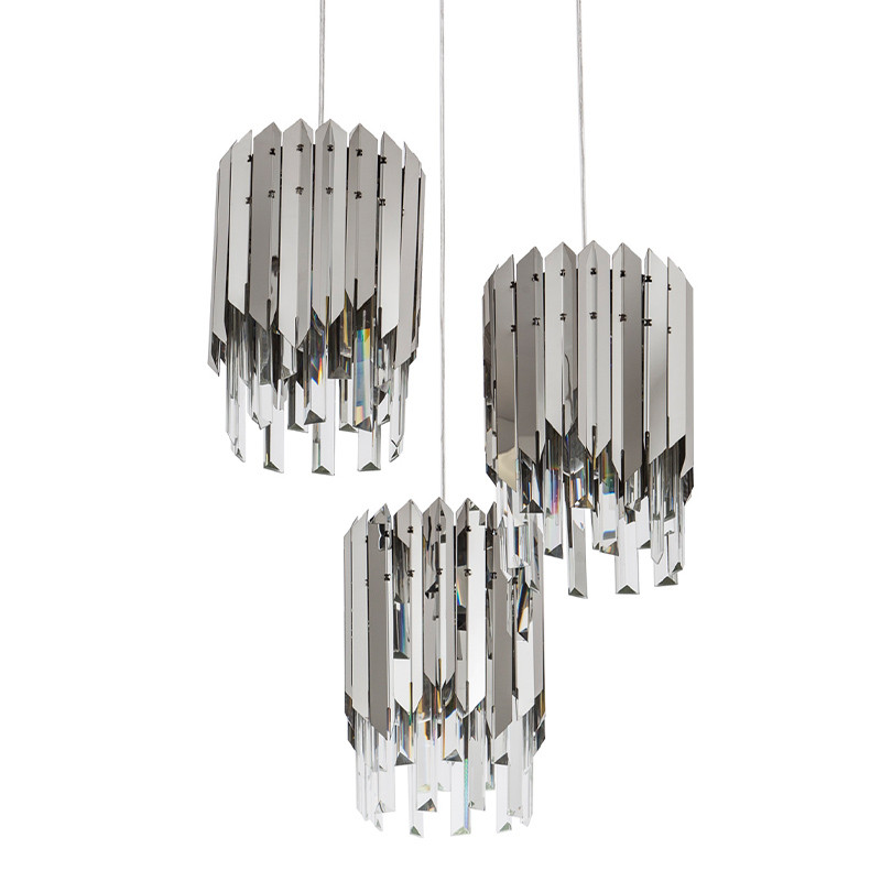 Тройной подвесной светильник Iroh Future Хром на круглой планке