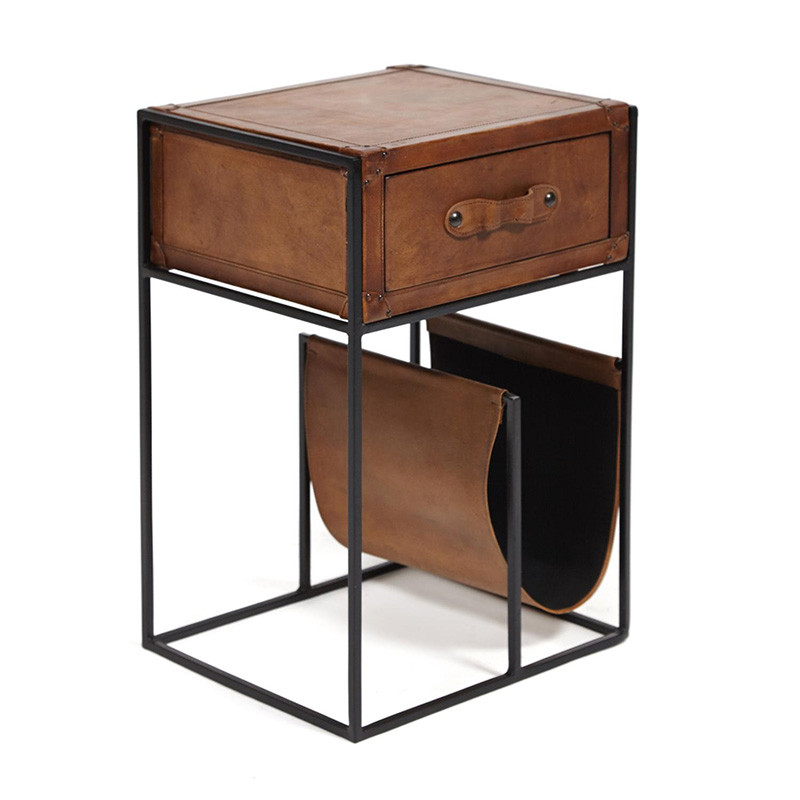 Тумба Industrial leather magazine rack