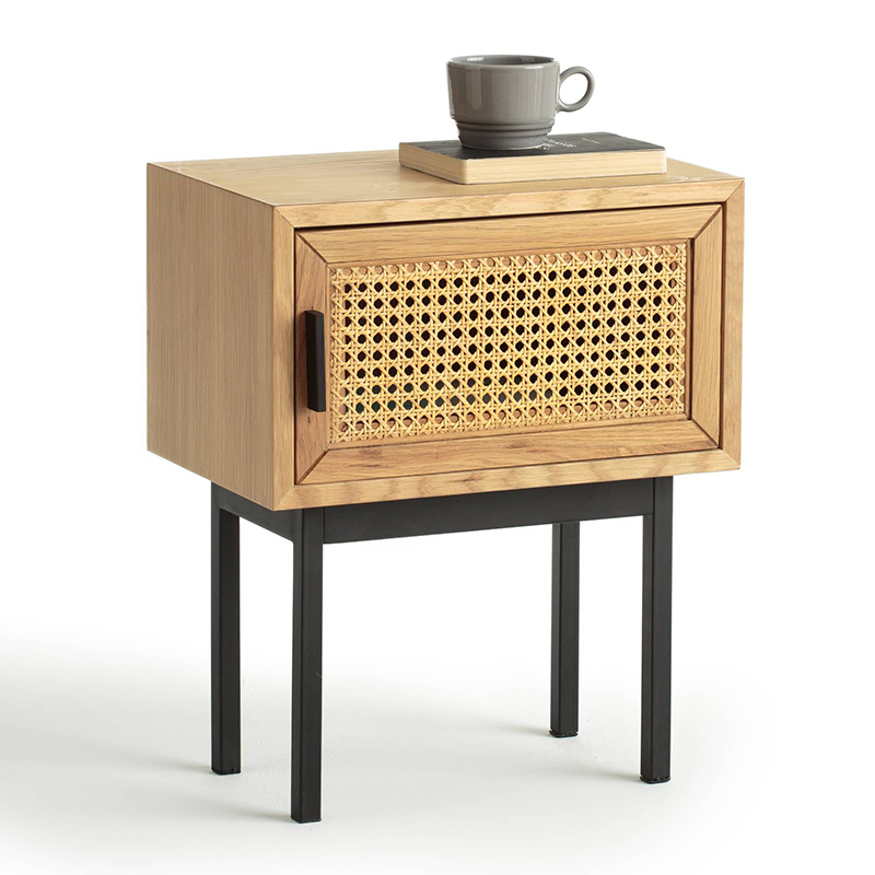 Тумба из дуба с фасадом из ротанга Inge Rattan Wicker Curbstone