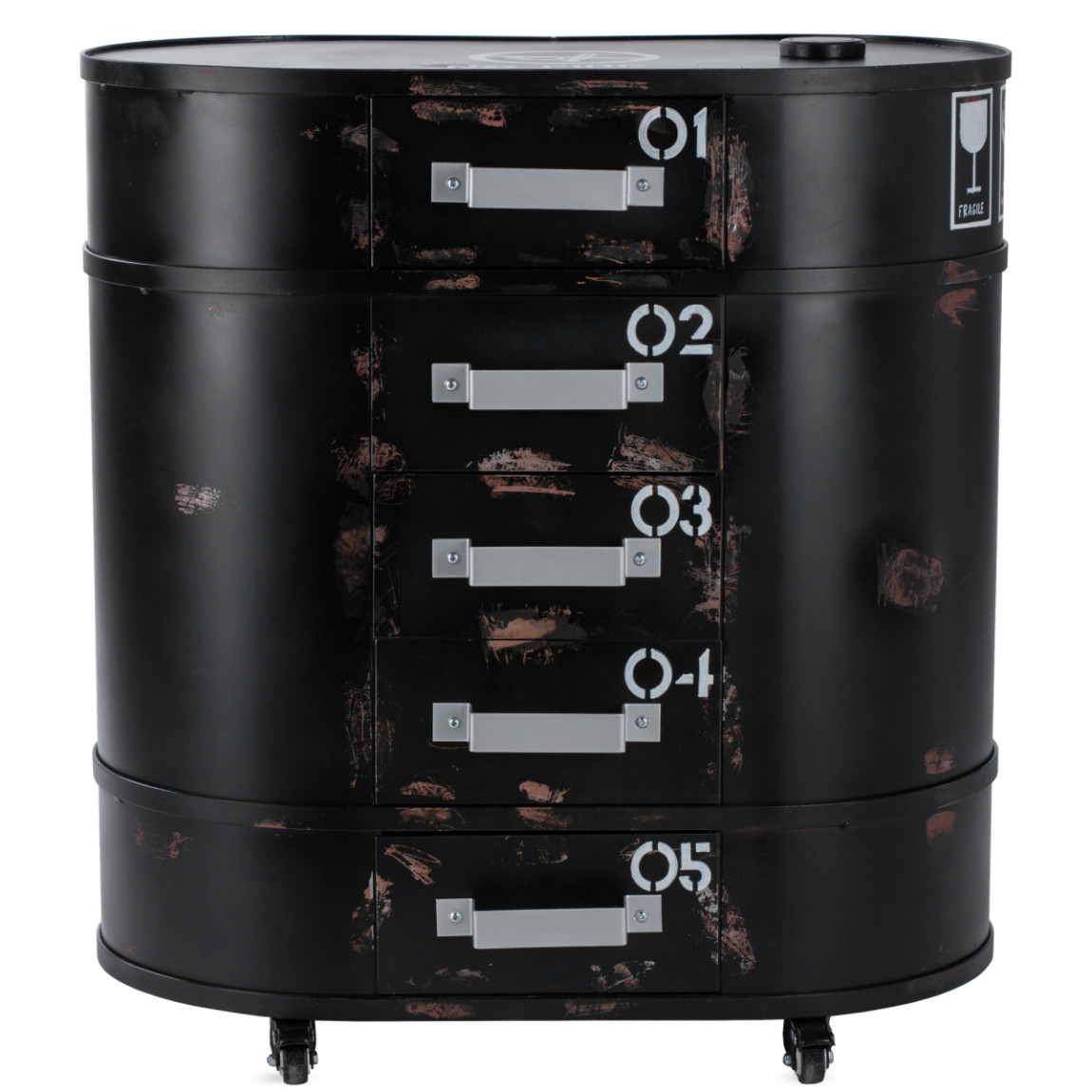 Тумба на колесах металлическая округлой формы в стиле Лофт Loft Vintage