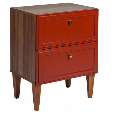 Тумба прикроватная красная из массива бука с 2-мя ящиками Wenge Light