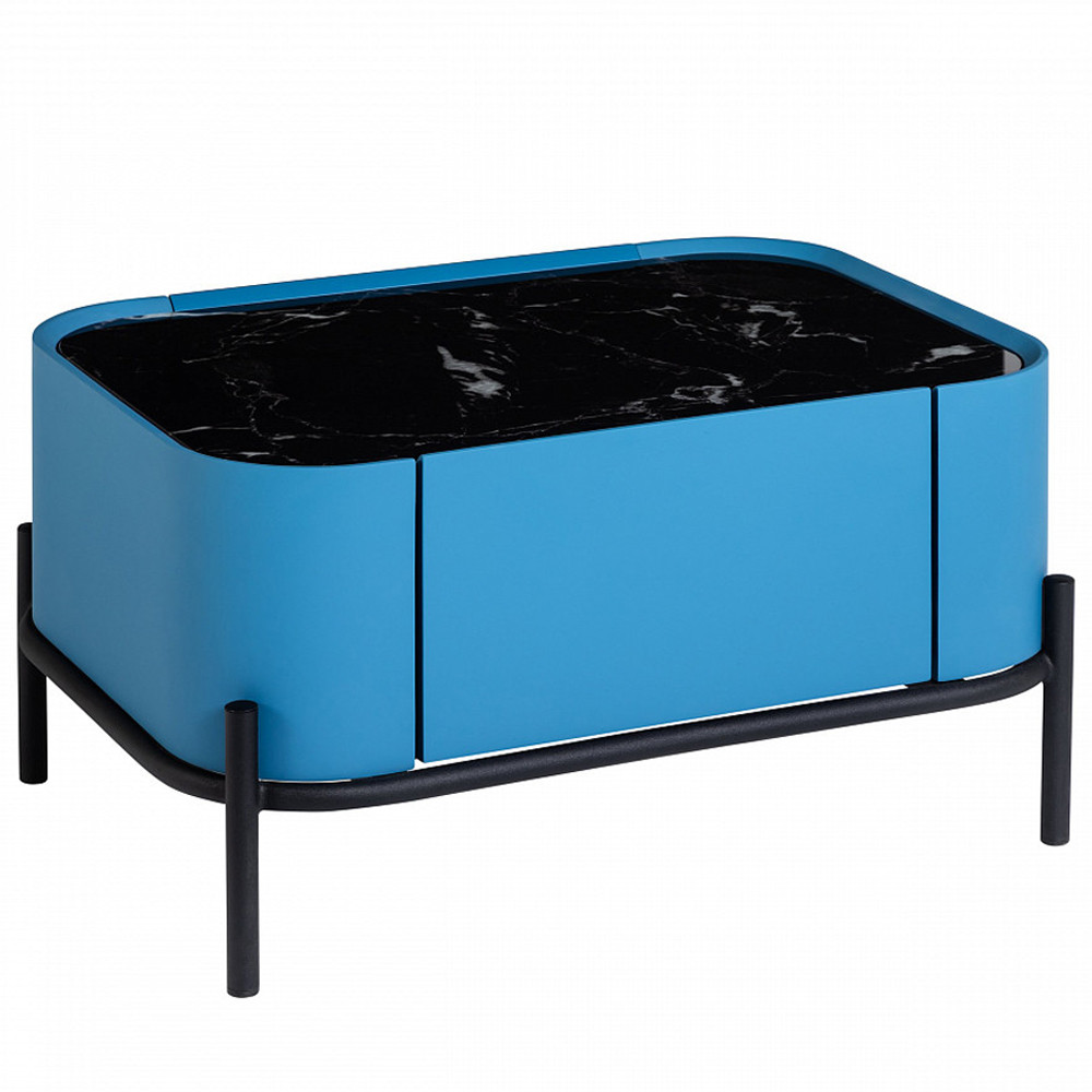 Тумба прикроватная чёрно-голубая с  ящиком Blue Cabinet