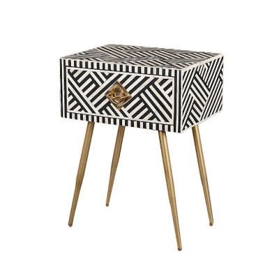 Тумба с инкрустацией черно-белая Amelia