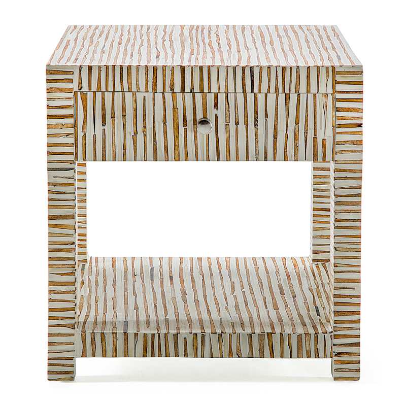 Тумбочка прикроватная Vancouver Bone Inlay Bedside Beige