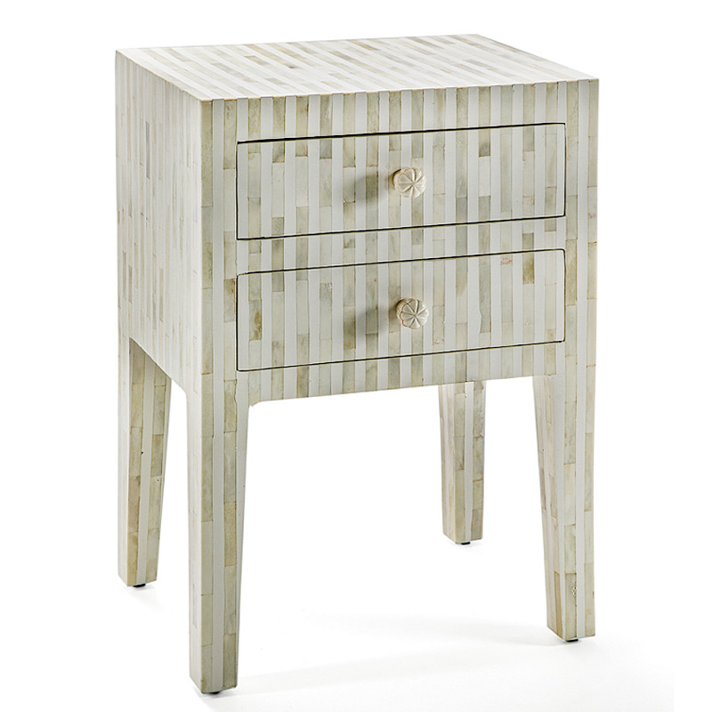Тумбочка прикроватная White Pearl BEDSIDE CABINET 2 DRAWER
