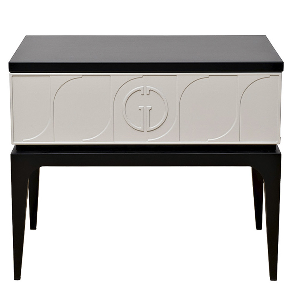 Тумбочка прикроватная с ящиком черно-серого цвета Noble Nightstand