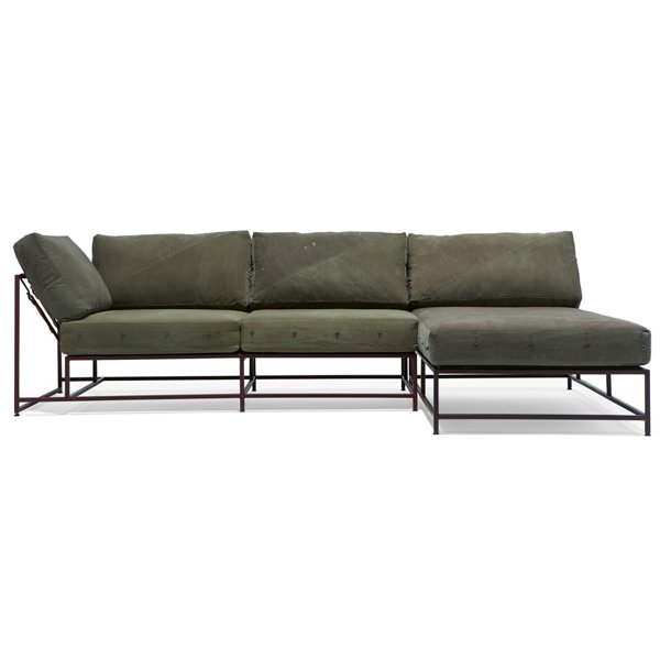 Угловой диван Olive Military Fabric Sectional sofa