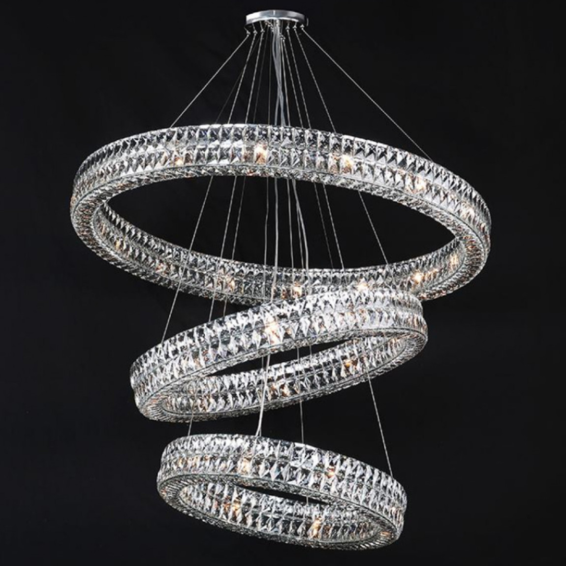 Хрустальная Люстра Элизабет из трех колец Хром