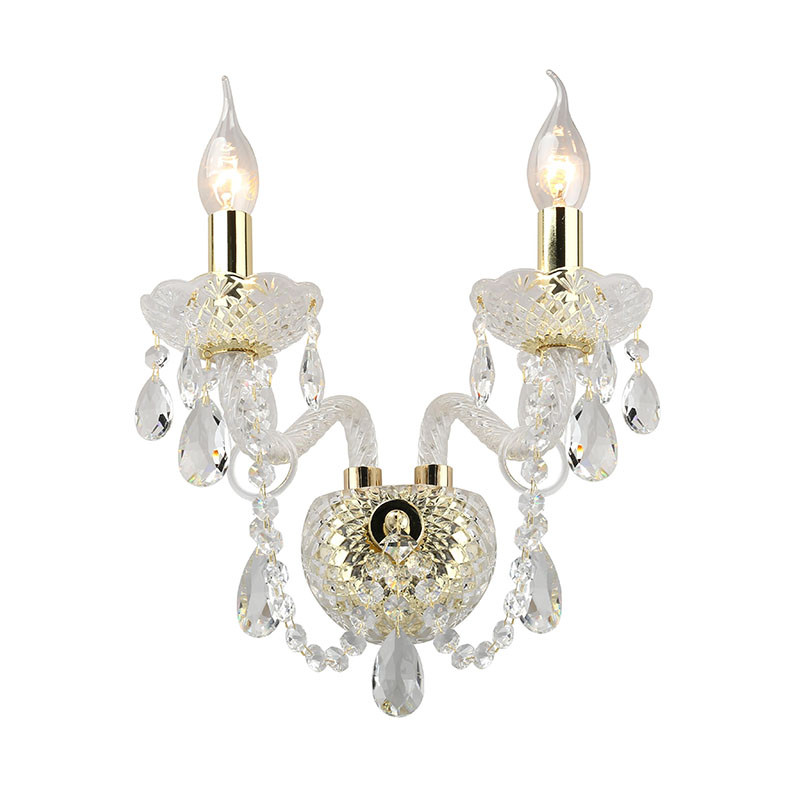 Хрустальное Бра Tears Золотое на две лампы