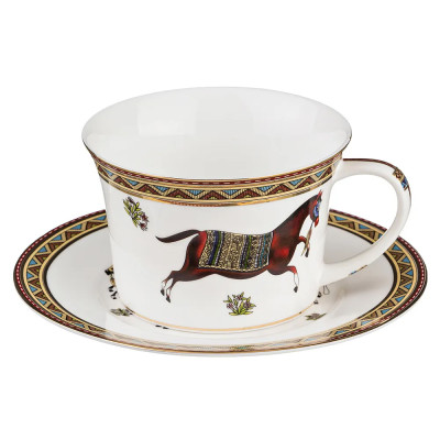 Чайная пара из фарфора с изображением лошади 250 мл Porcelain Horse Set
