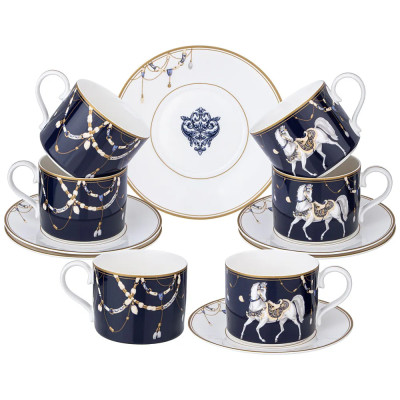Чайный набор из фарфора с изображением лошадей на 6 персон 12 предметов Porcelain Horse Set