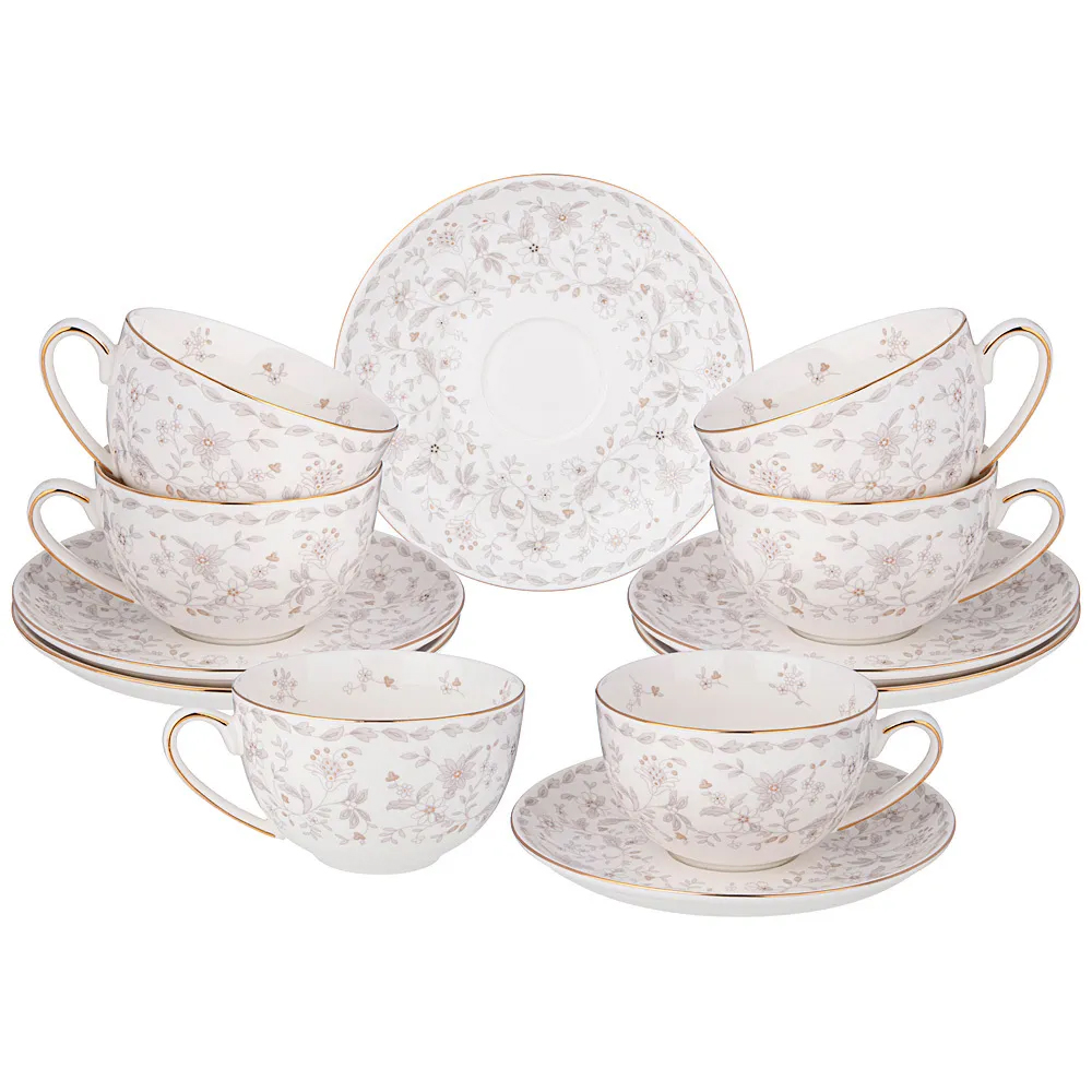 Чайный набор из фарфора с цветочным принтом 280 мл Floral Charm