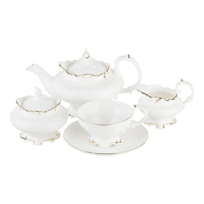 Чайный сервиз белого цвета из фарфора на 6 персон 15 предметов Shine Porcelain