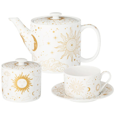 Чайный сервиз из фарфора с рисунком звезд и созвездий на 6 персон 14 предметов Porcelain Astronomy Collection