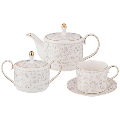 Чайный сервиз из фарфора с цветочным принтом на 6 персон 14 предметов Floral Charm