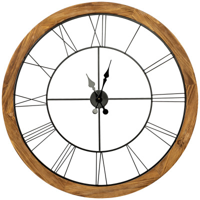 Часы настенные деревянные с римскими цифрами чёрного цвета Clock with History