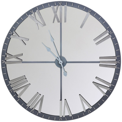 Часы настенные зеркальные с серебряным металлическим циферблатом Mirror Tower Clock