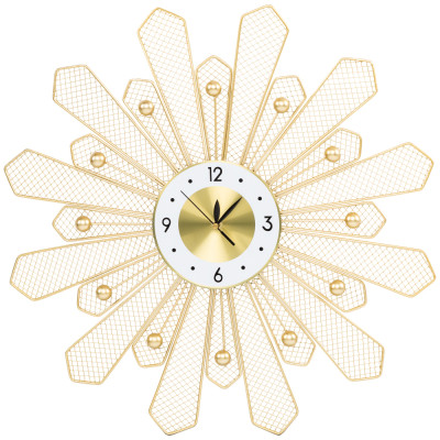 Часы настенные из металла в виде солнца с белым циферблатом Mirror Tower Clock