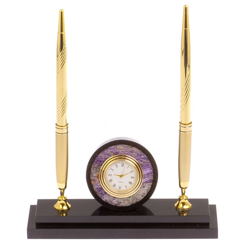 Часы настольные с двумя ручками из натурального камня Stone Clock