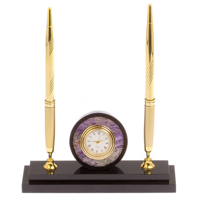 Часы настольные с двумя ручками из натурального камня Stone Clock