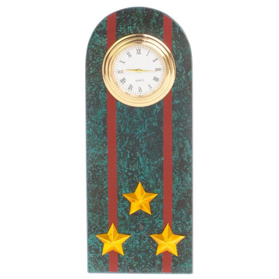 Часы подарочные погон полковник МВД из натурального камня Змеевик Military Clock