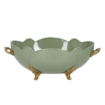 Чаша зеленого цвета из фарфора с волнообразным краем Eden Garden porcelain and bronze