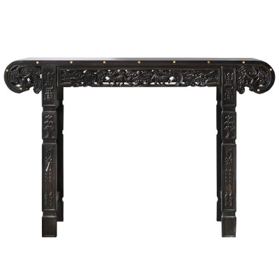 Черная резная консоль в Китайском стиле из массива Black Dragon Console
