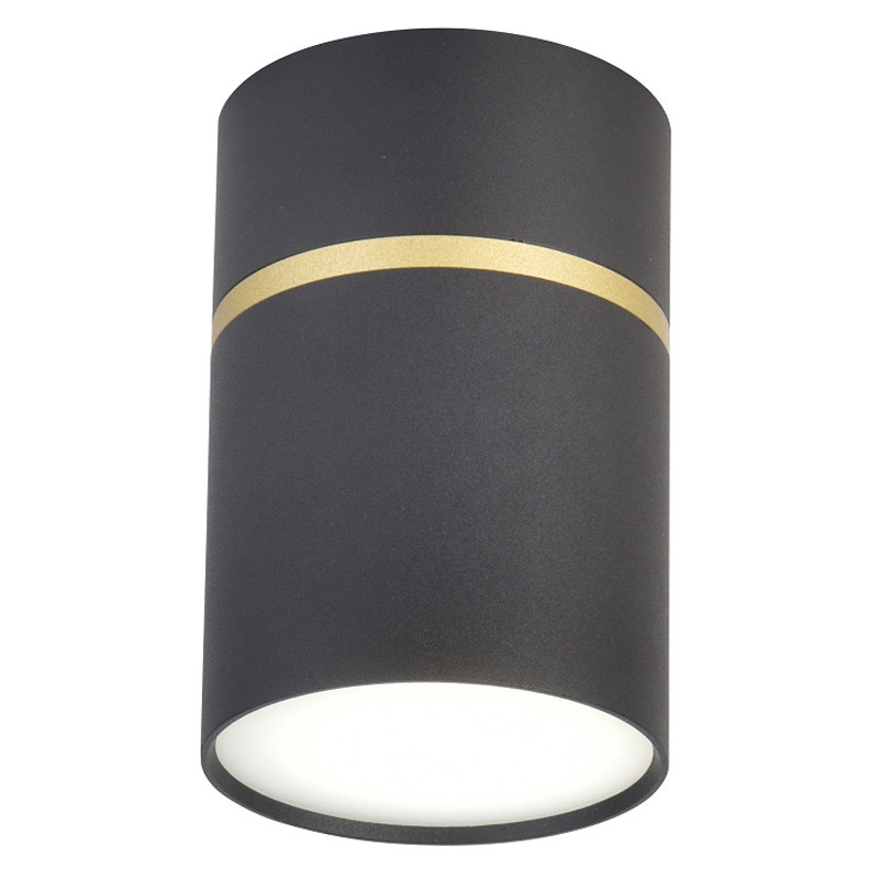 Черный спот с декоративным кольцом золотого цвета Suppery
