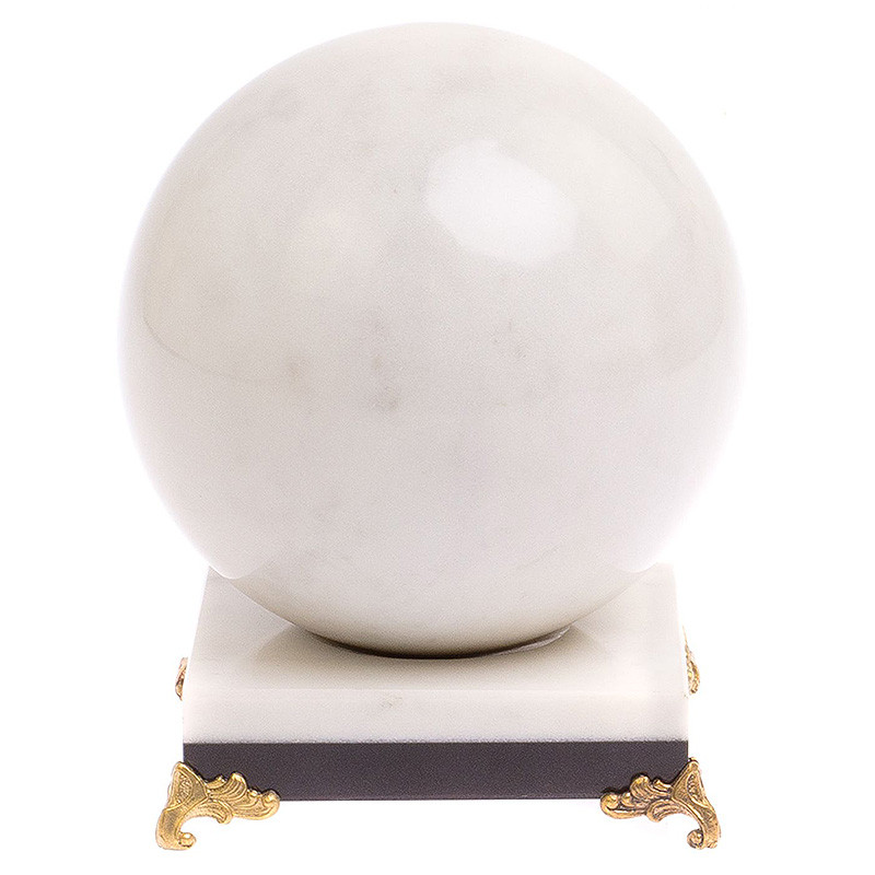 Шар декоративный на подставке из натурального камня Мрамор Белый Natural Stone Spheres 11 см