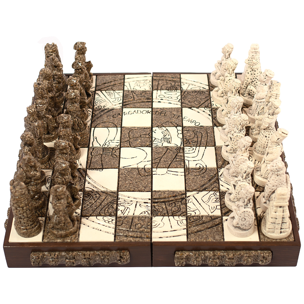 Шахматы  из  камня Cargador del Tiempo Chess Мексика ручная работа