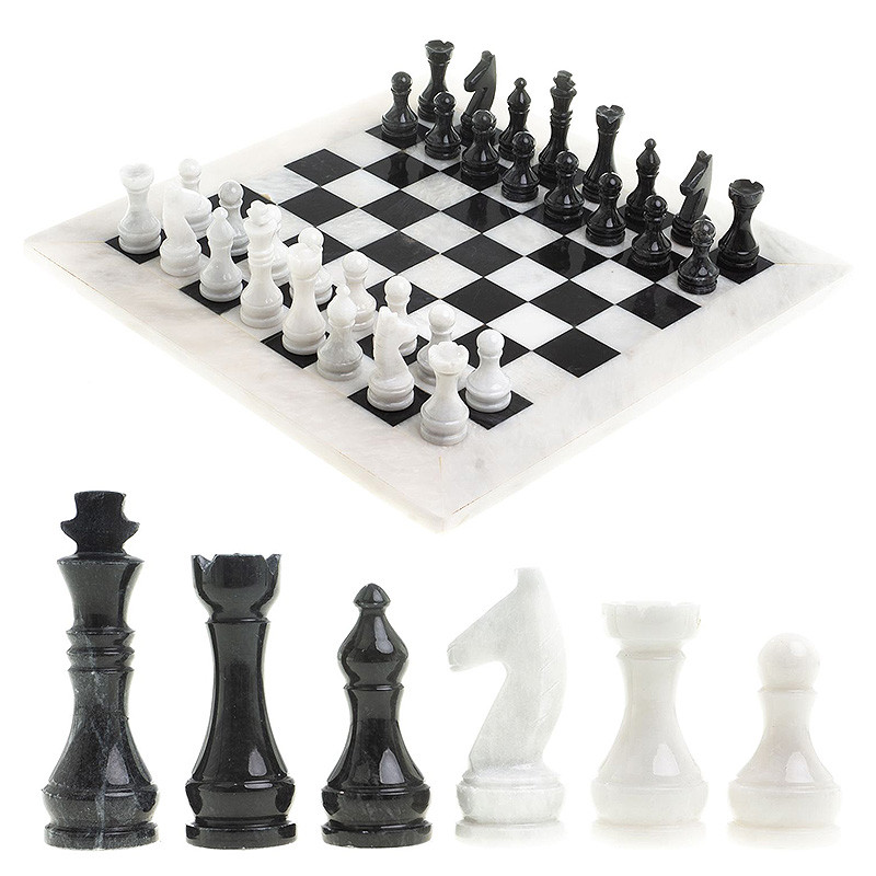 Шахматы классические с белой доской из натурального камня Мрамор Decorative Thematic Chess