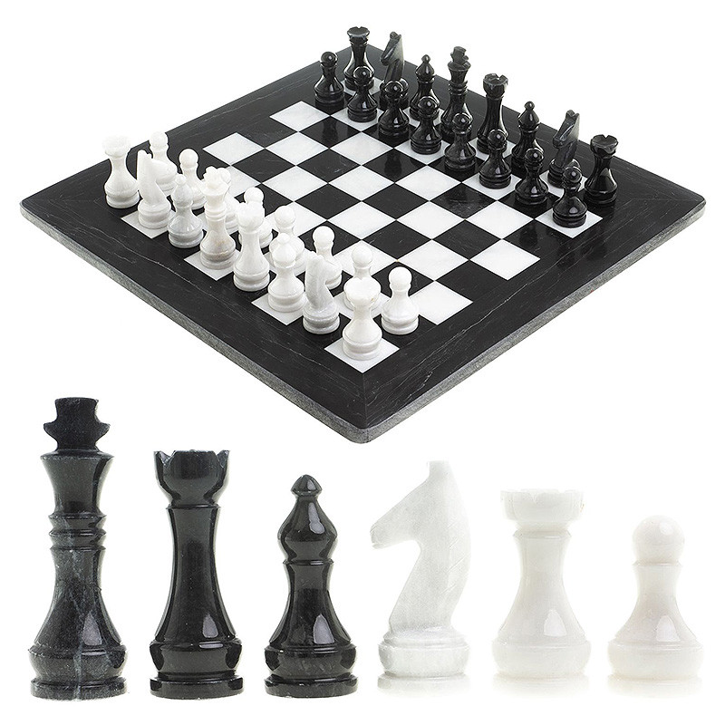 Шахматы классические с черной доской из натурального камня Мрамор Decorative Thematic Chess