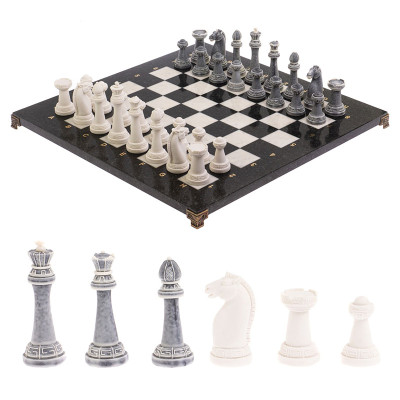 Шахматы Стаунтон с доской из натуральных камней Decorative Thematic Chess