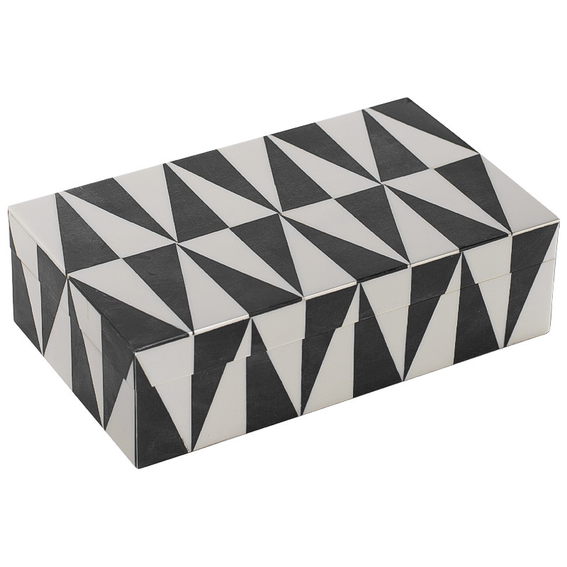 Шкатулка Black White Triangles Bone Inlay