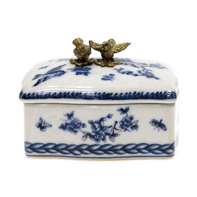 Шкатулка Blue Flowers and Bronze Birds
