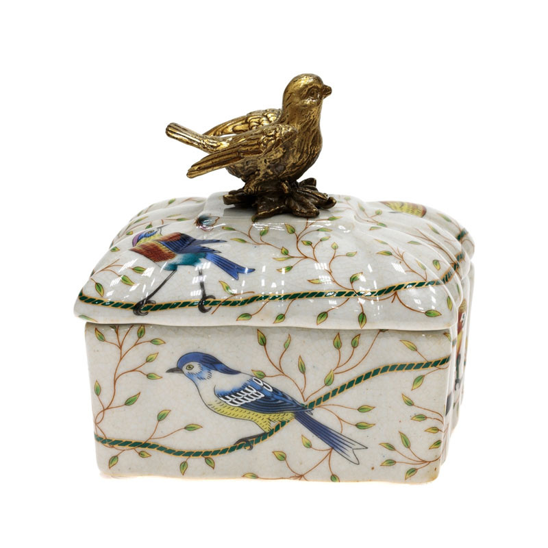 Шкатулка Bronze and Color Birds Box Square