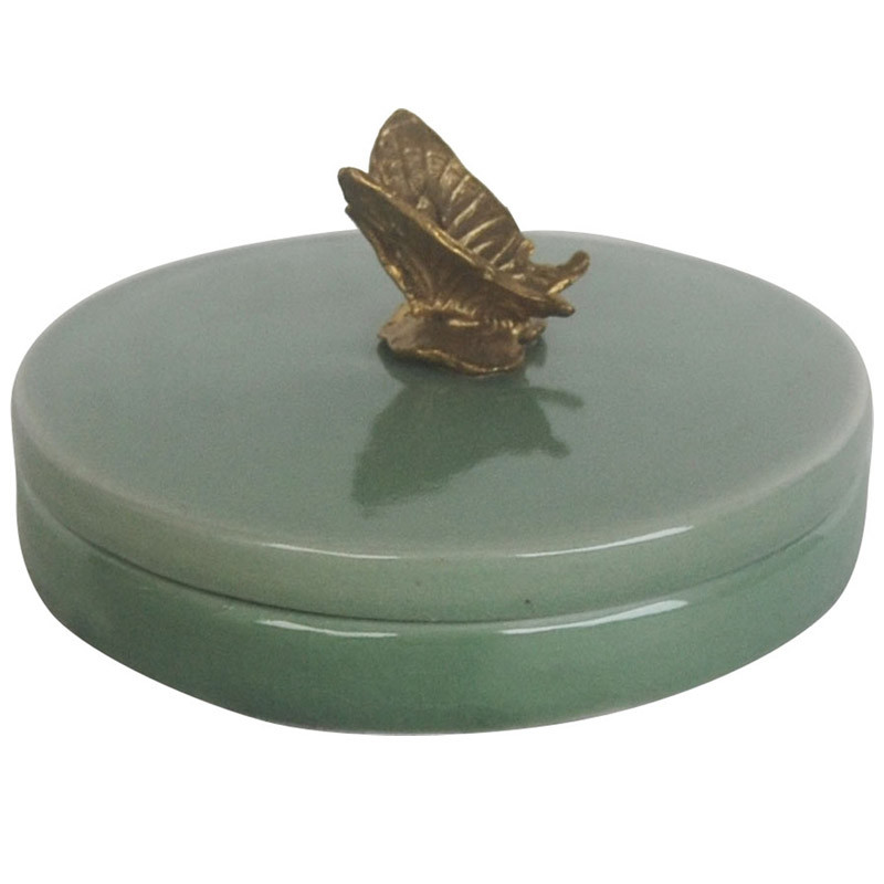 Шкатулка Green box with butterfly