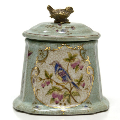 Шкатулка голубого цвета с рисунком и состаренным эффектом Eden Garden